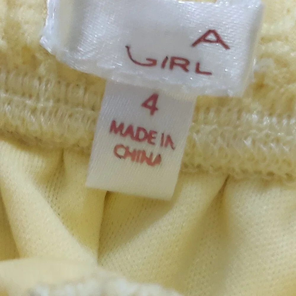 Tahari Girls 4 Yellow Eyelet Button Front Skirt Elastic Waist Summer Cottagecore